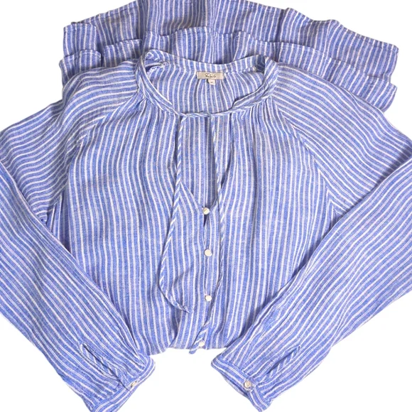 Rails Striped Summer Linen Dress Tiered Ruffle Skirt Sz Medium - Picture 8 of 12